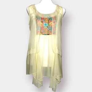 Matilda Jane Off White Palisades Sleeveless Sheer Tank Size Small